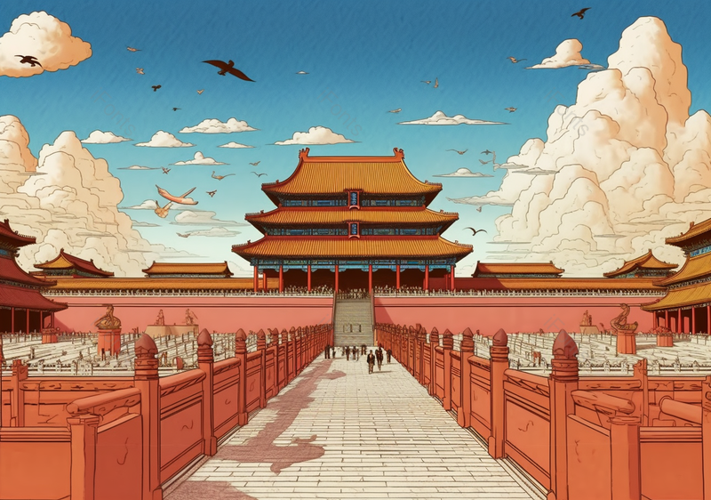 北京故宫古建筑旅游插画背景,插画/手绘图,插画/手绘图库,插画/手绘图下载,插画/手绘